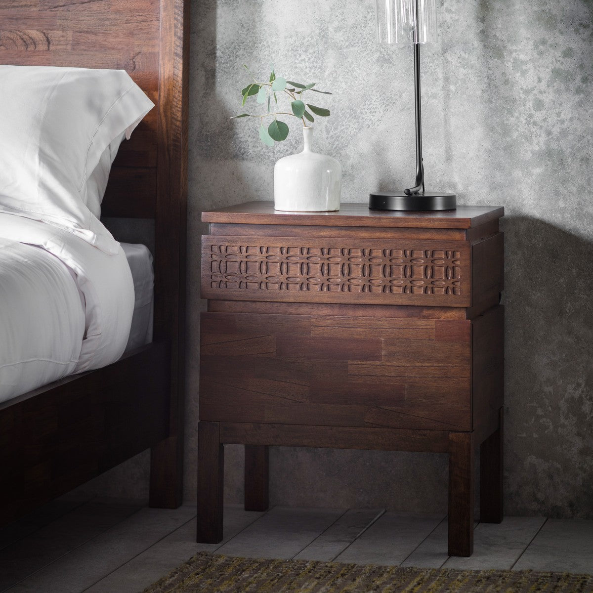 Kahlo 2 Drawer Chest Bedside Table Brown lifestyle