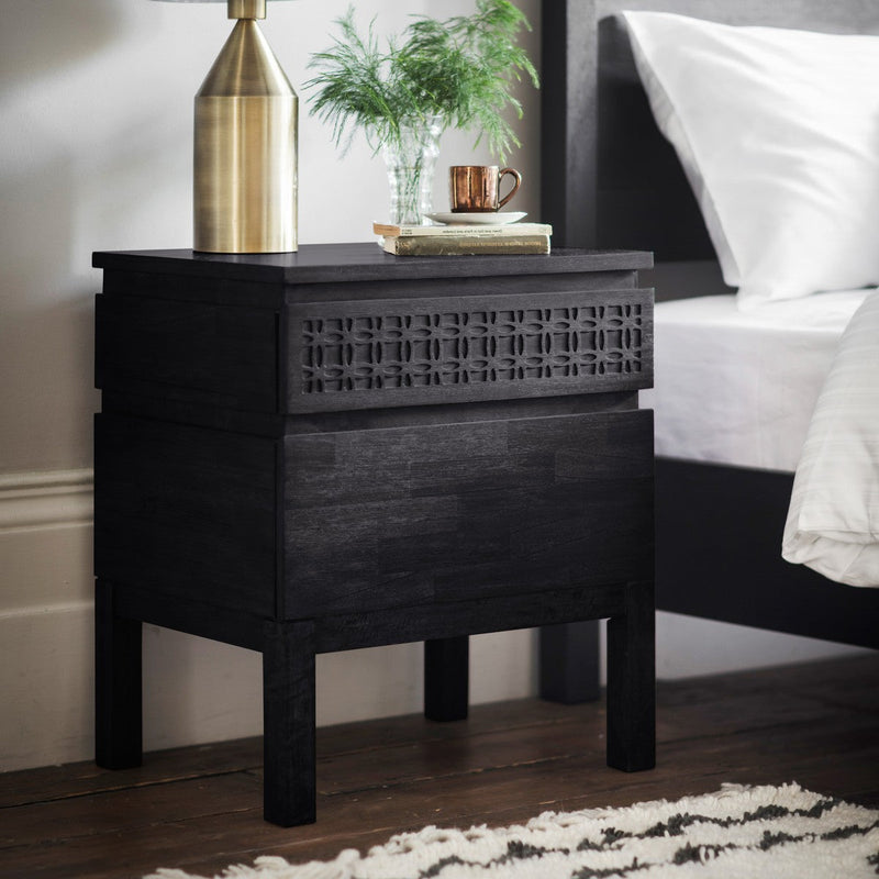 Kahlo 2 Drawer Chest Bedside Table Black lifestyle