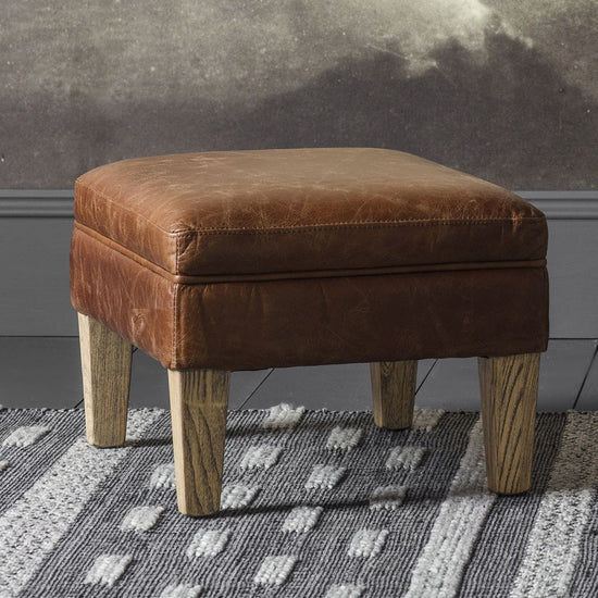 Mr. Paddington Stool Vintage Brown Leather Gallery Direct Homebound