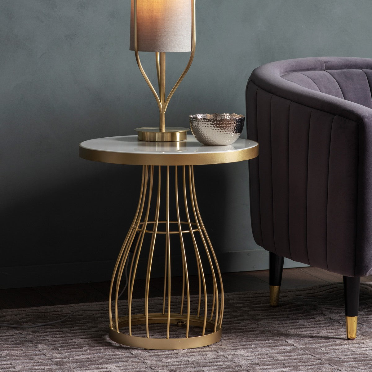 Lowry Side Table Champagne lifestyle
