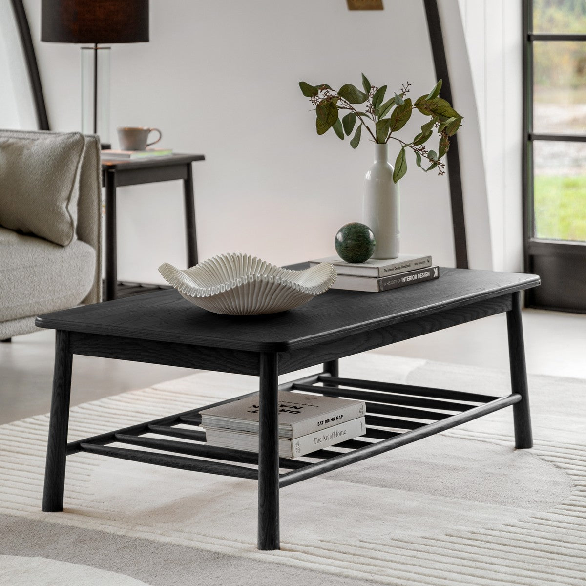 Mondrian Rectangular Coffee Table Black lifestyle