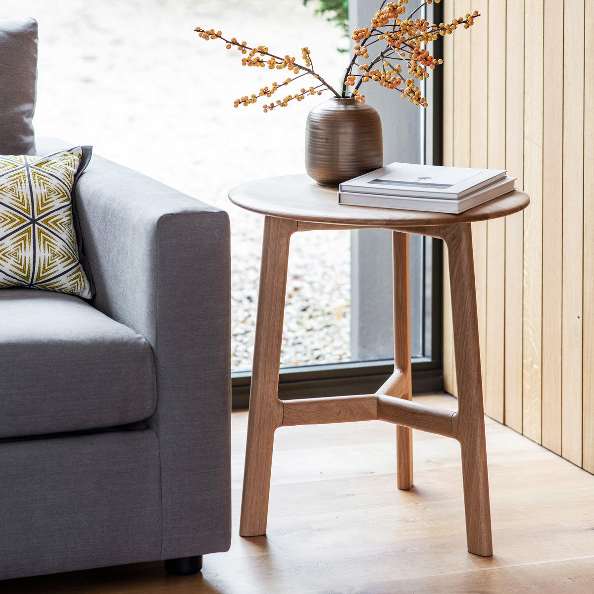Picasso Round Side Table Oak lifestyle