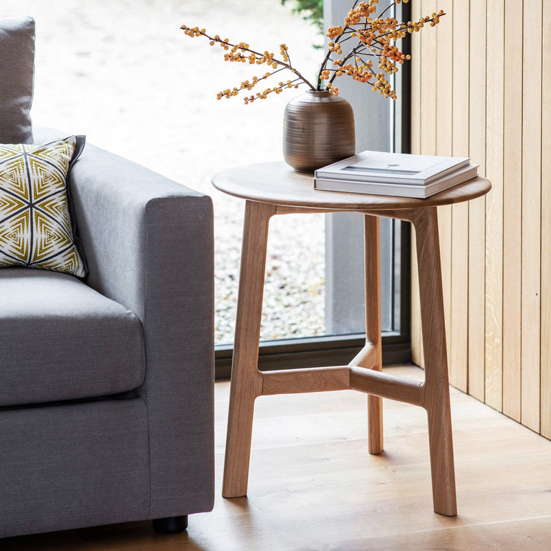 Picasso Round Side Table Oak lifestyle