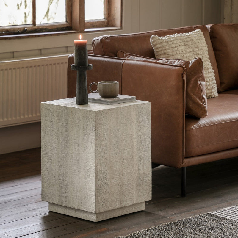 Homestead Side Table Whitewash lifestyle