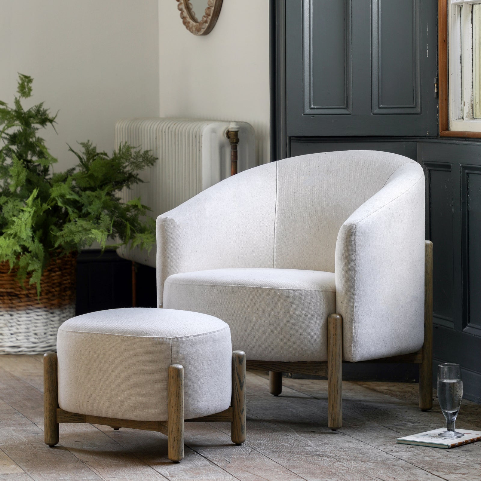 Velour Footstool Natural lifestyle