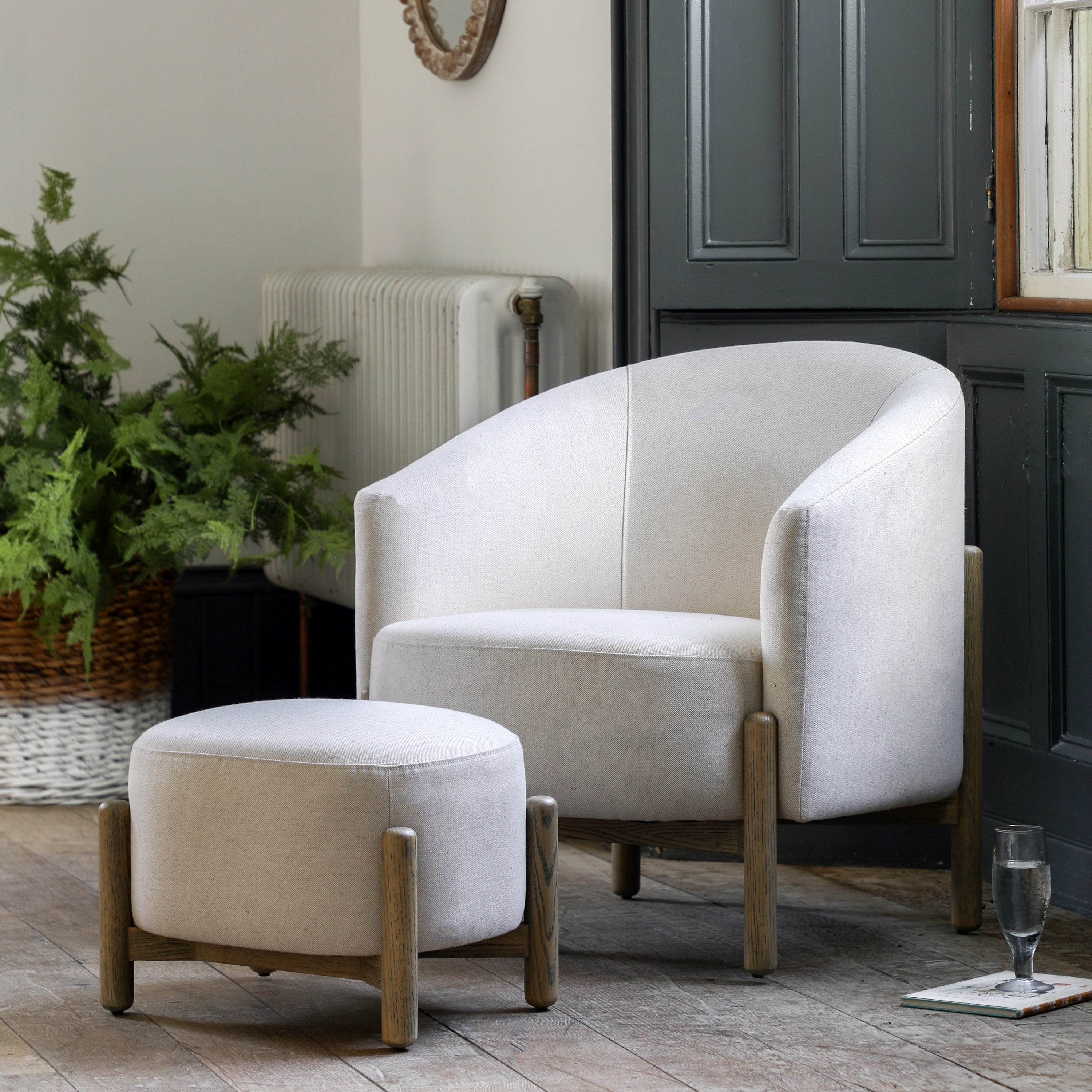 Velour Footstool Natural lifestyle