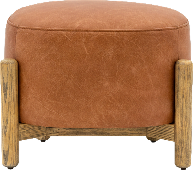 Velour Footstool Vintage Brown