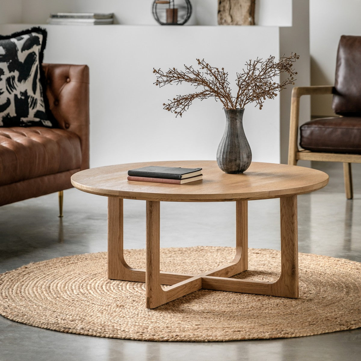 Shaker Round Coffee Table Natural lifestyle