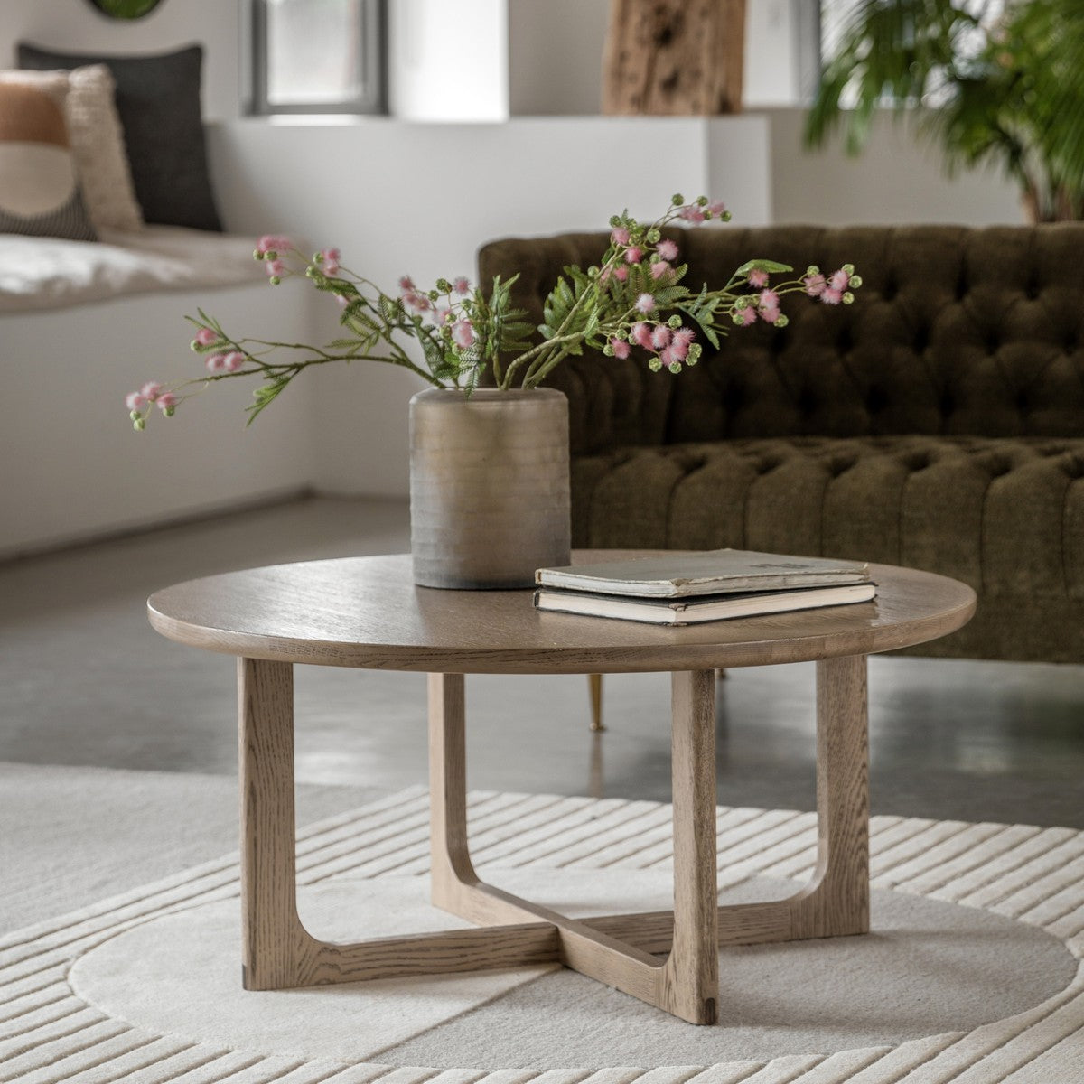 Shaker Round Coffee Table Smoked lifestyle