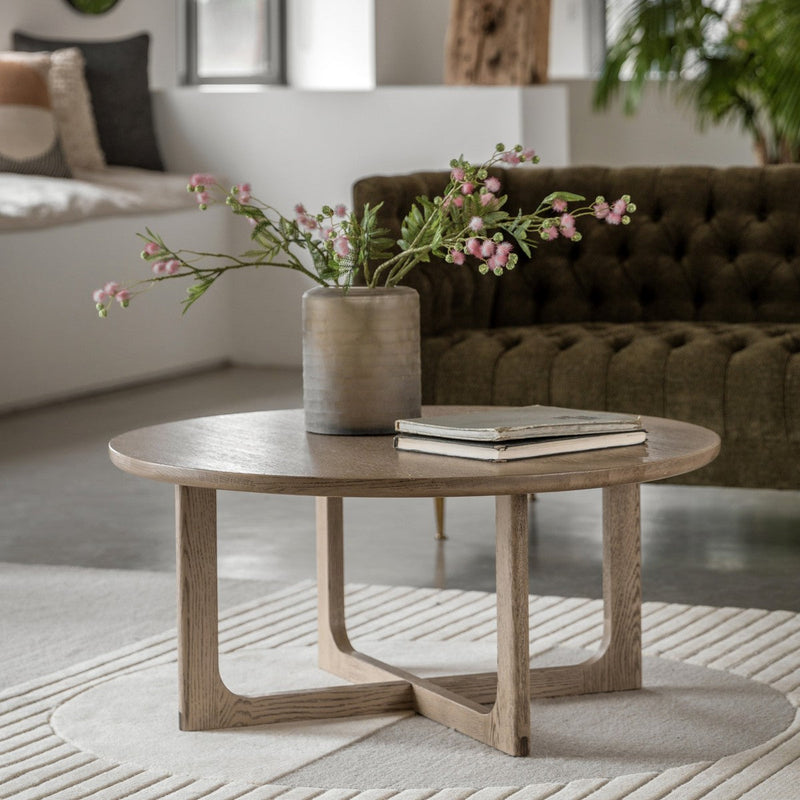 Shaker Round Coffee Table Smoked lifestyle