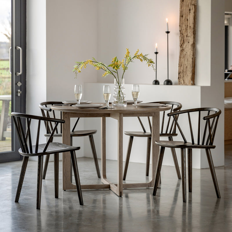 Shaker Round Dining Table Smoked lifestyle
