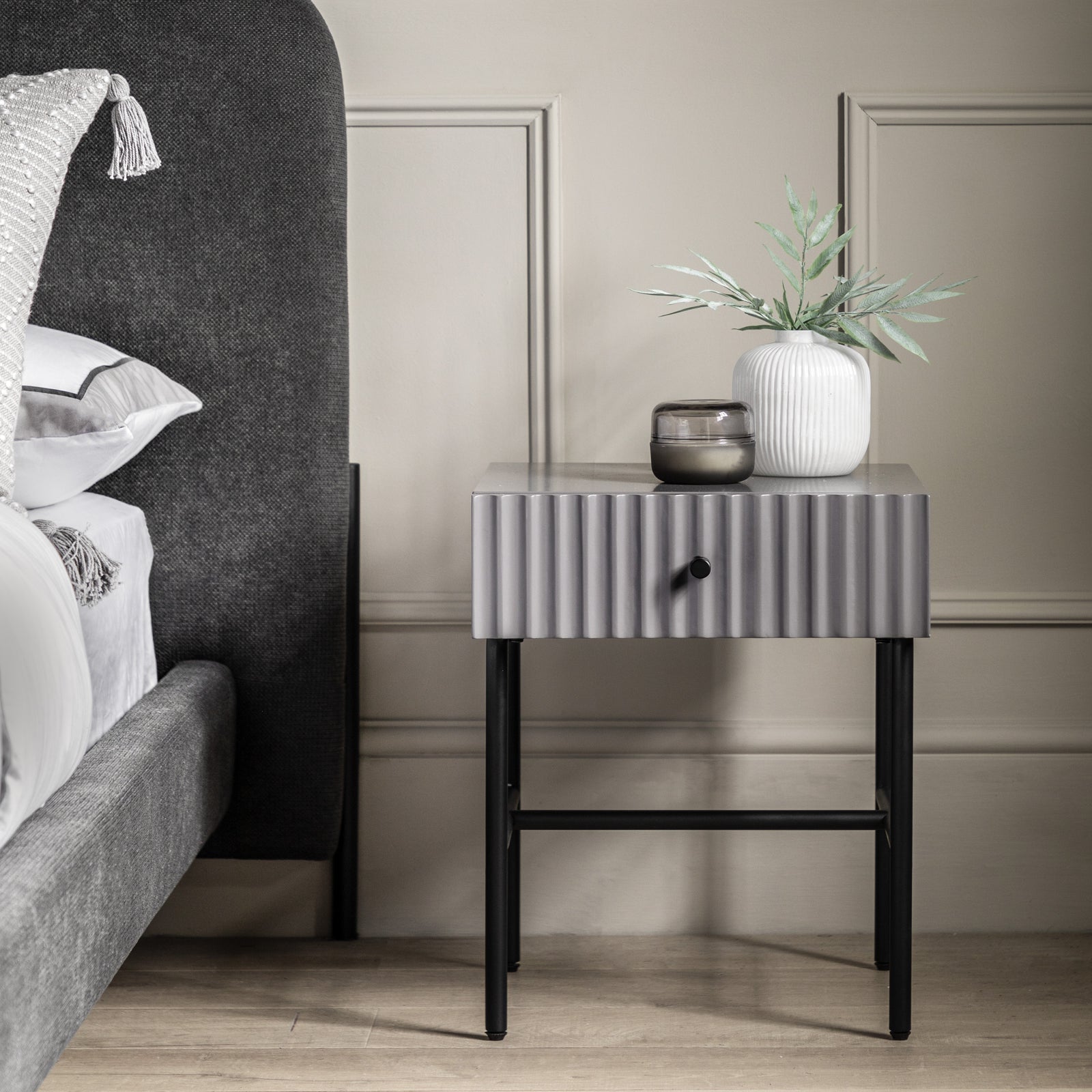 Colette Bedside Table Grey lifestyle