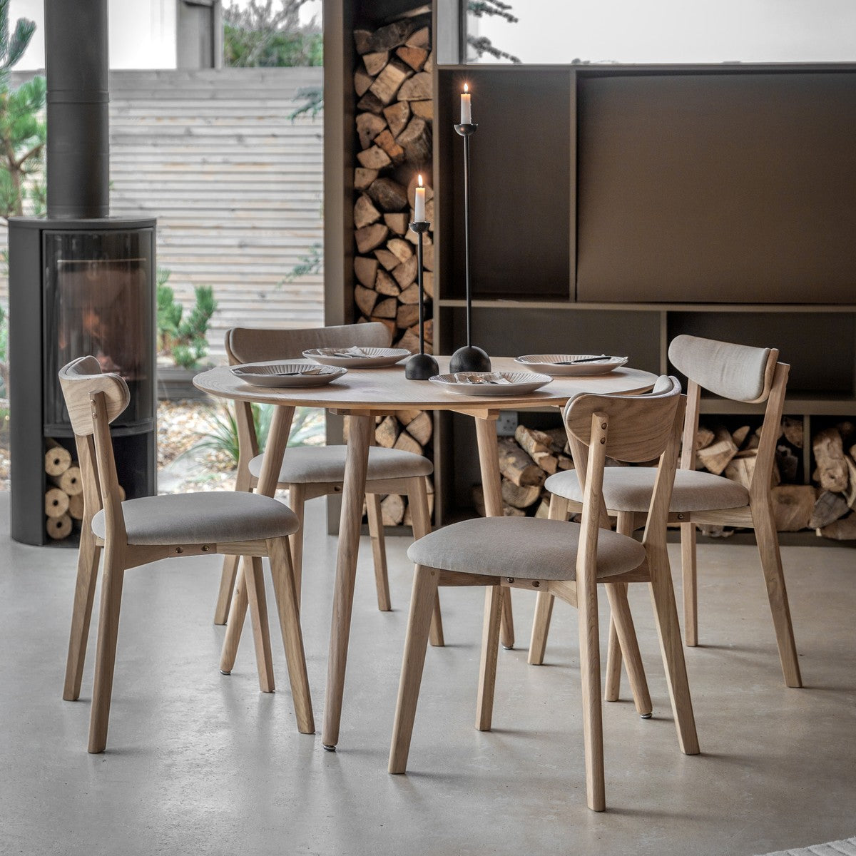 Tudor Round Dining Table Natural lifestyle