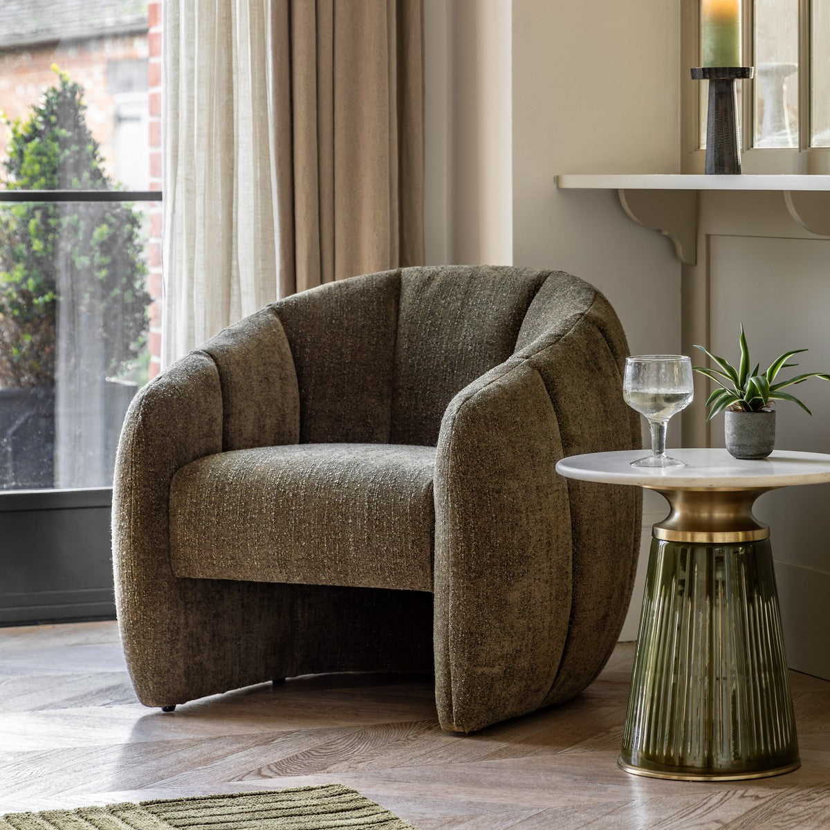 Larkin Accent Chair Moss Gren lifestyle
