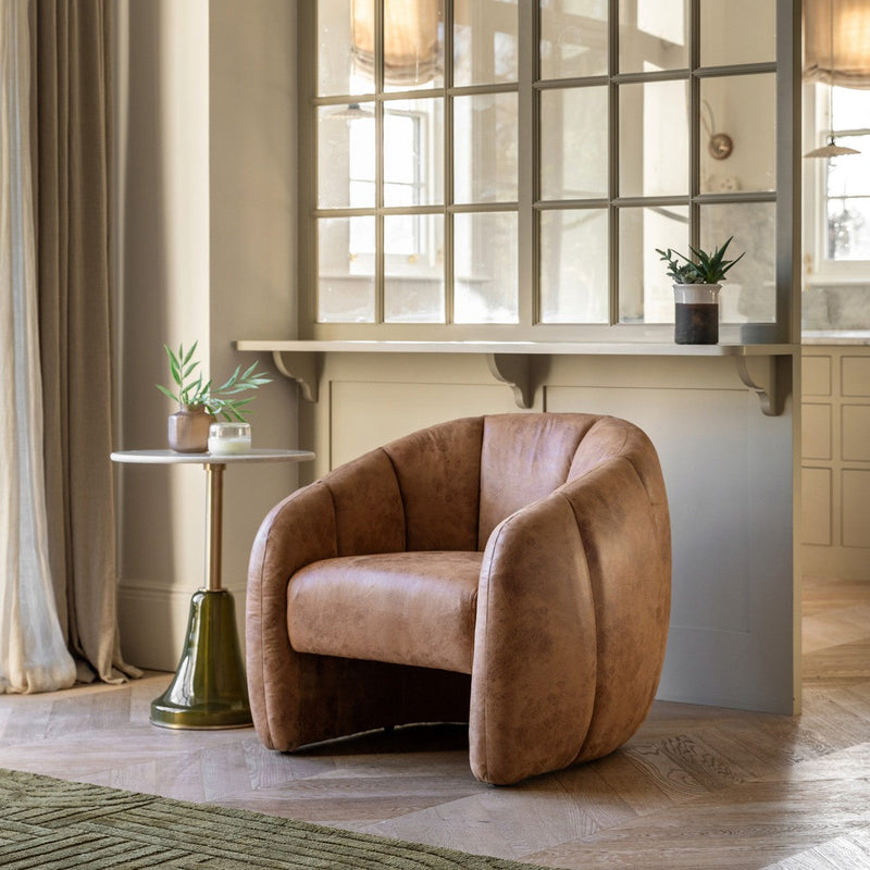 Larkin Accent Chair Antique Tan Leather lifestyle