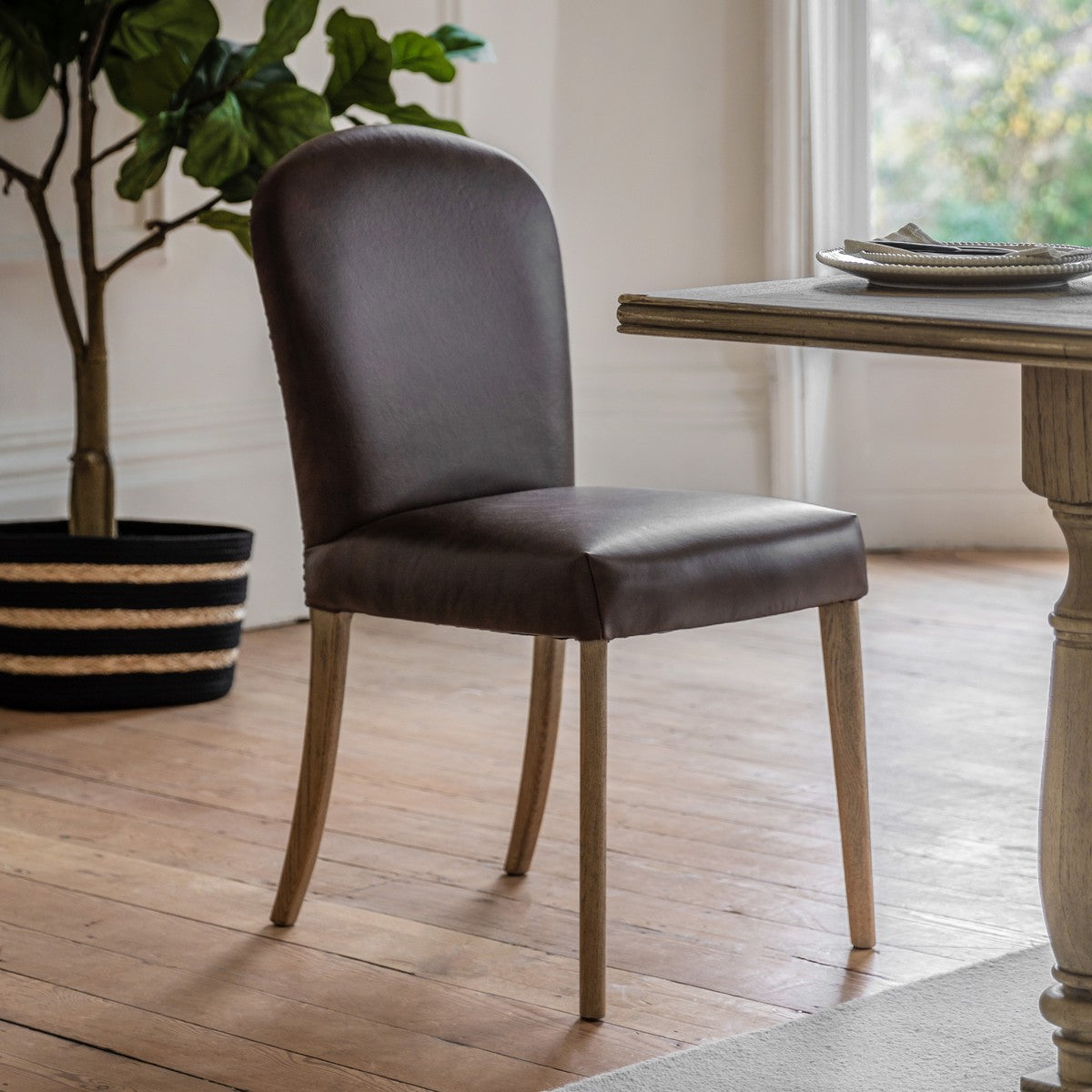 Archer Dining Chair Brown Leather lifestyle