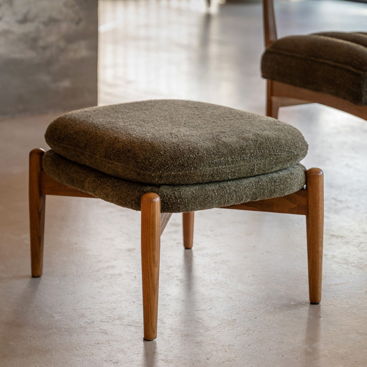 Apollo Footstool Green Boucle lifestyle