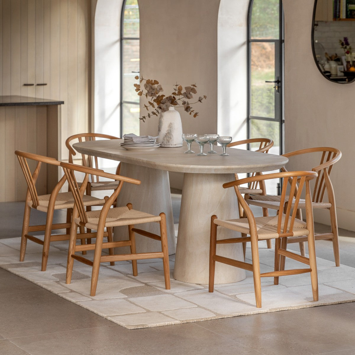 Dulwich Dining Table (Oval) Travertine lifestyle