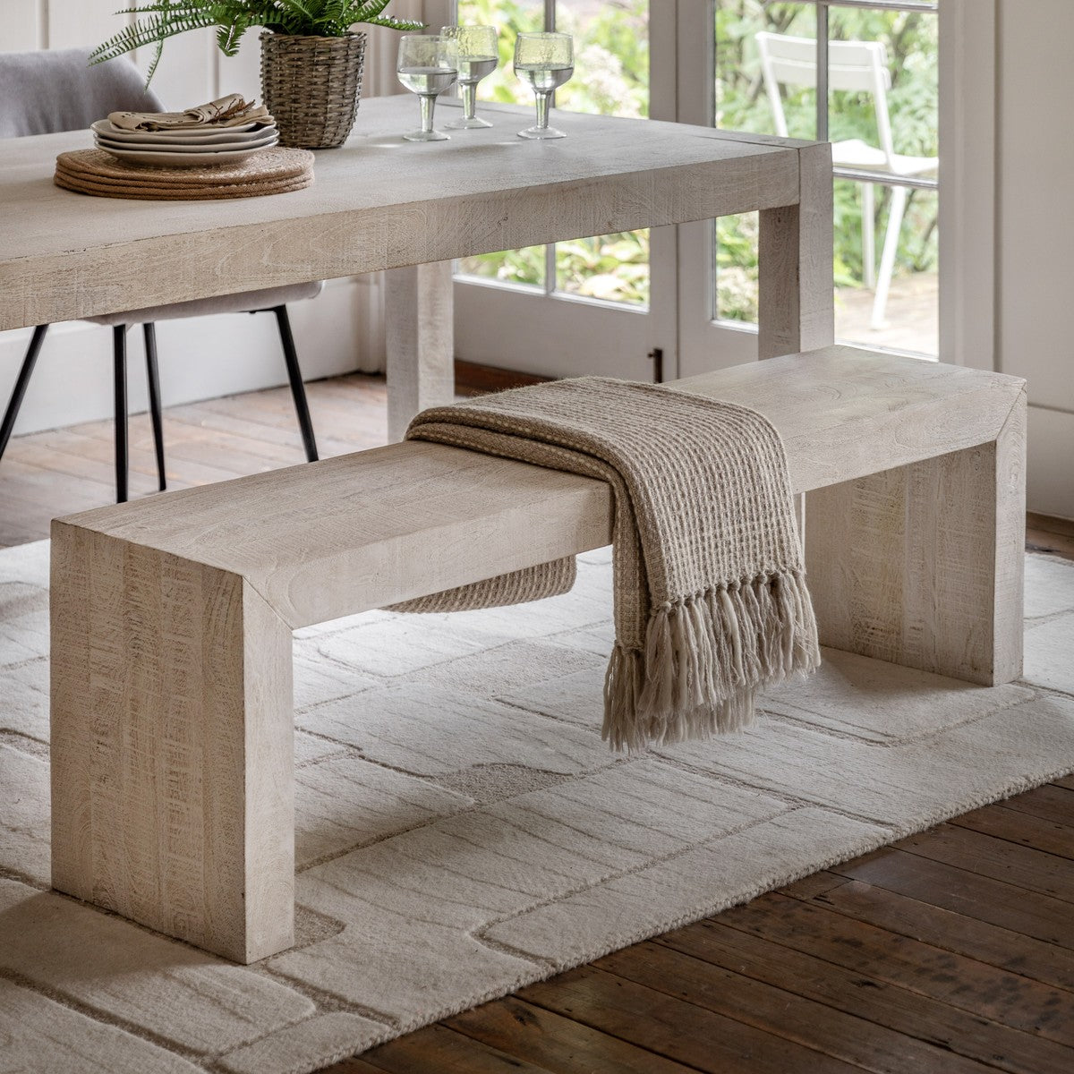 Homestead Bench Whitewash lifestyle