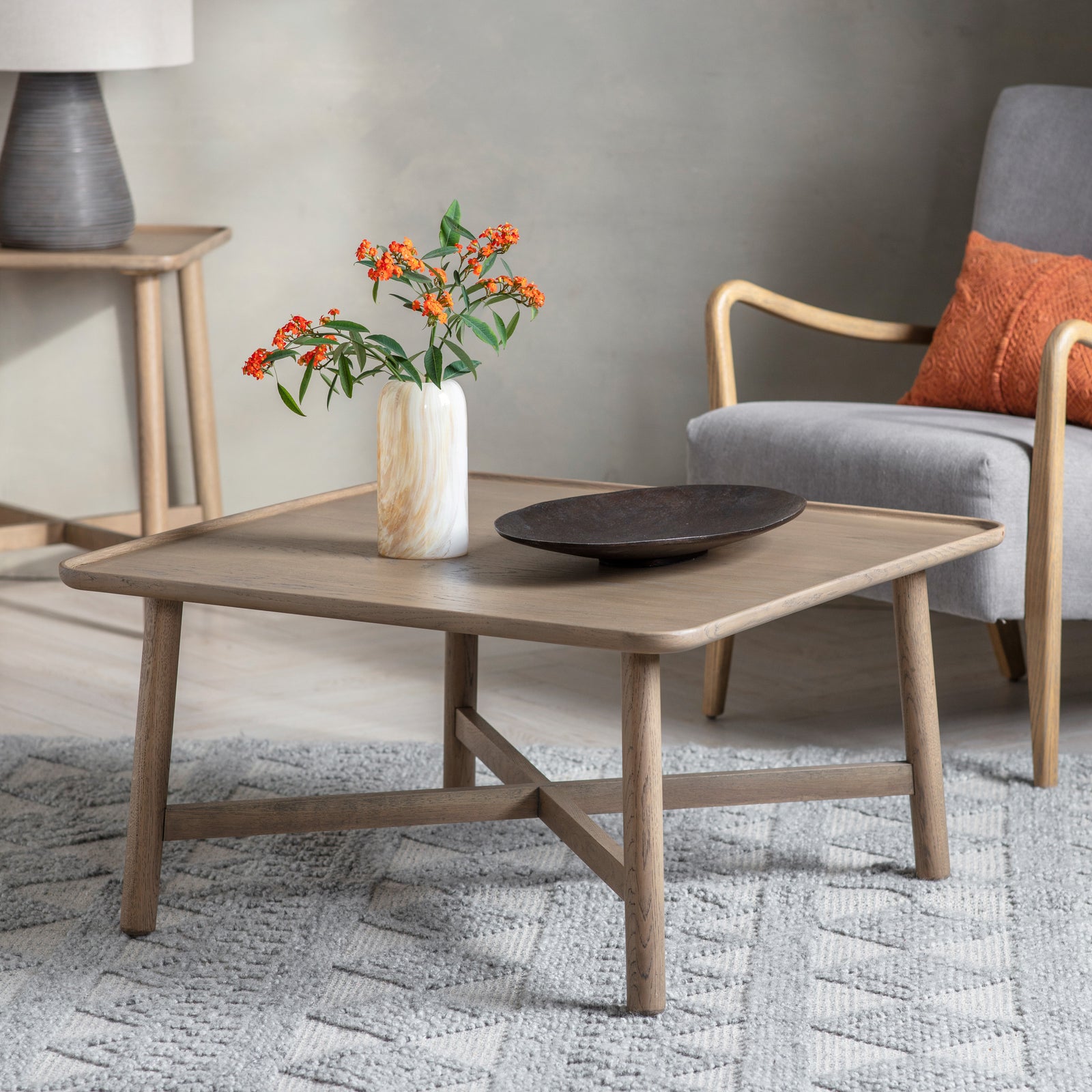 Morris Square Coffee Table Grey lifestyle