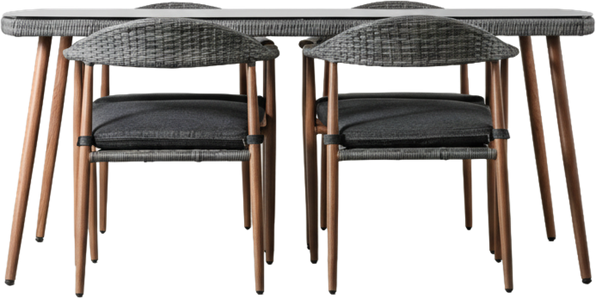 Lamorna Outdoor Bistro Set Charcoal / Natural