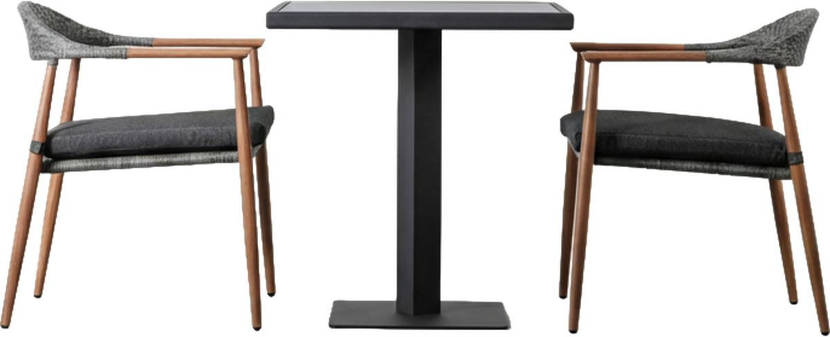 Lamorna Outdoor Bistro Set Charcoal / Natural
