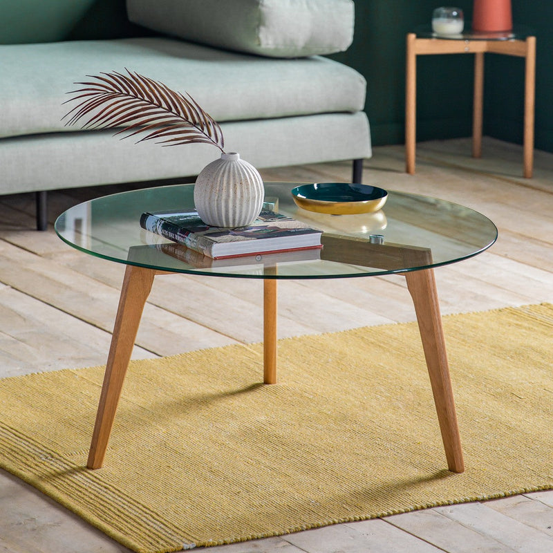Grove Round Coffee Table Oak lifestyle