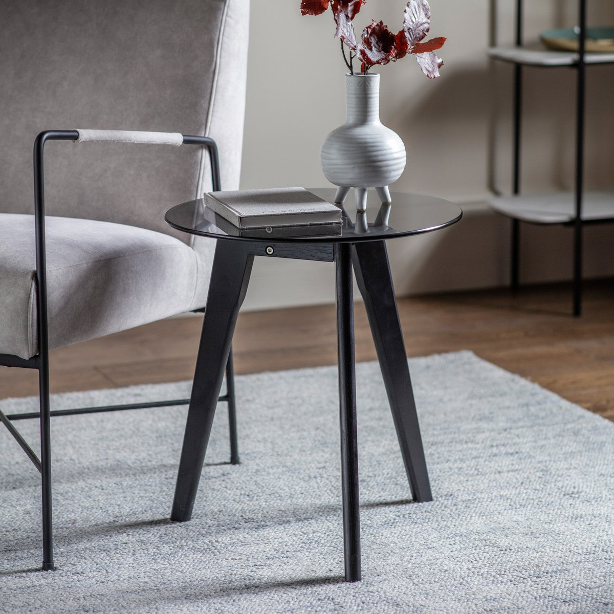 Grove Round Side Table Black lifestyle