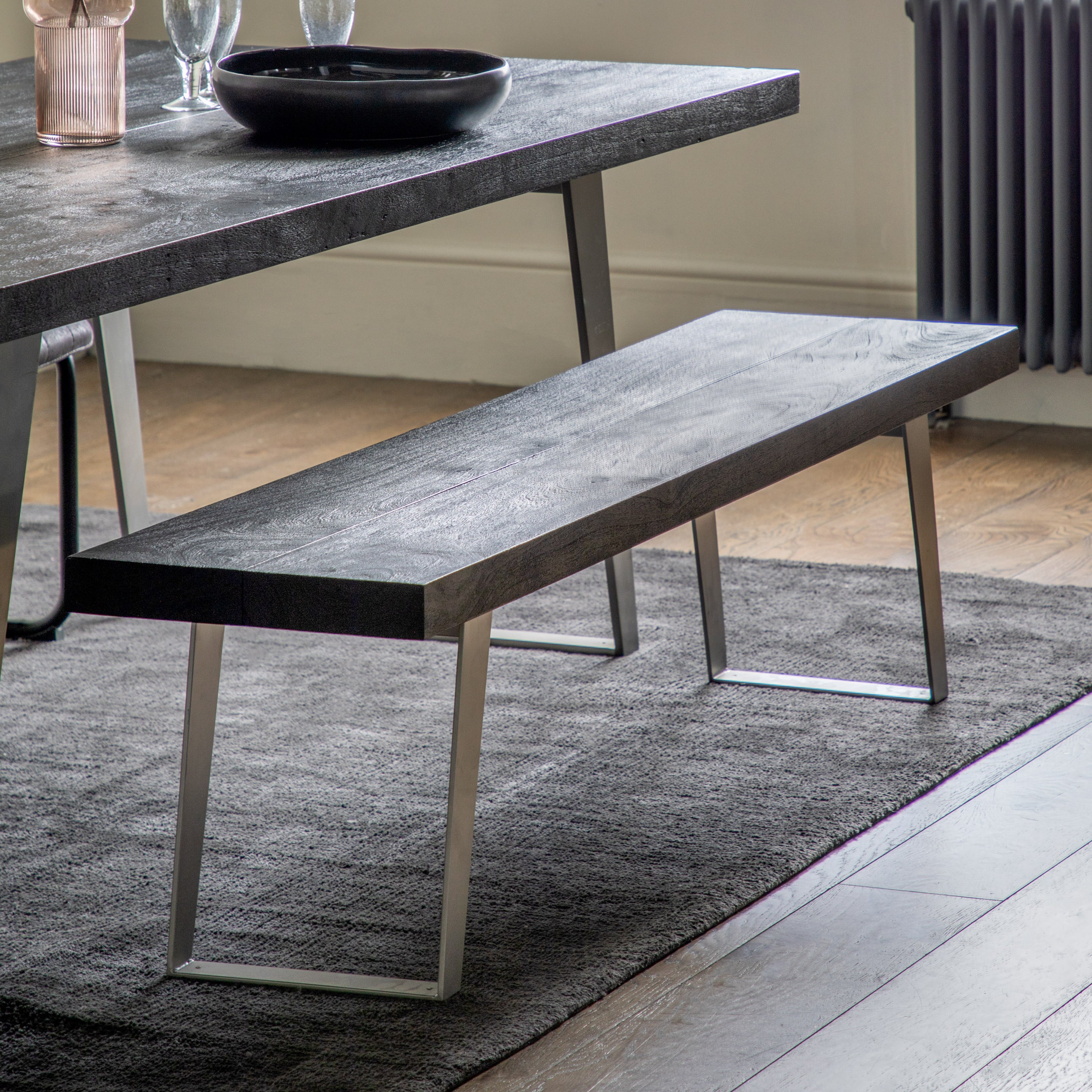 Chippendale Dining Bench Black lifestyle