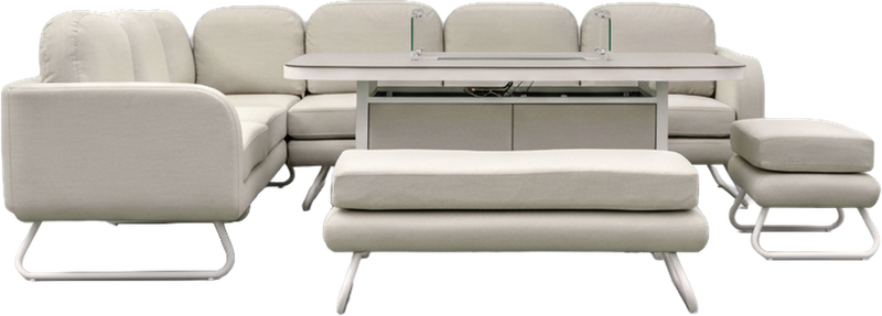 Amalfi Coast Rectangular Outdoor Dining Set Linen