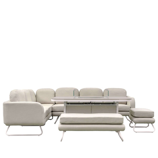 Ancona Rectangle Dining Set with Fire Pit Table Gallery Direct Homebound