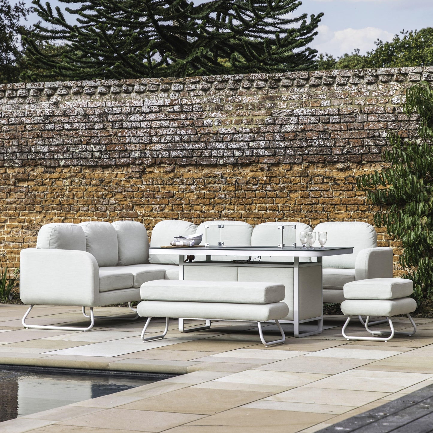 Ancona Rectangle Dining Set with Fire Pit Table Gallery Direct Homebound