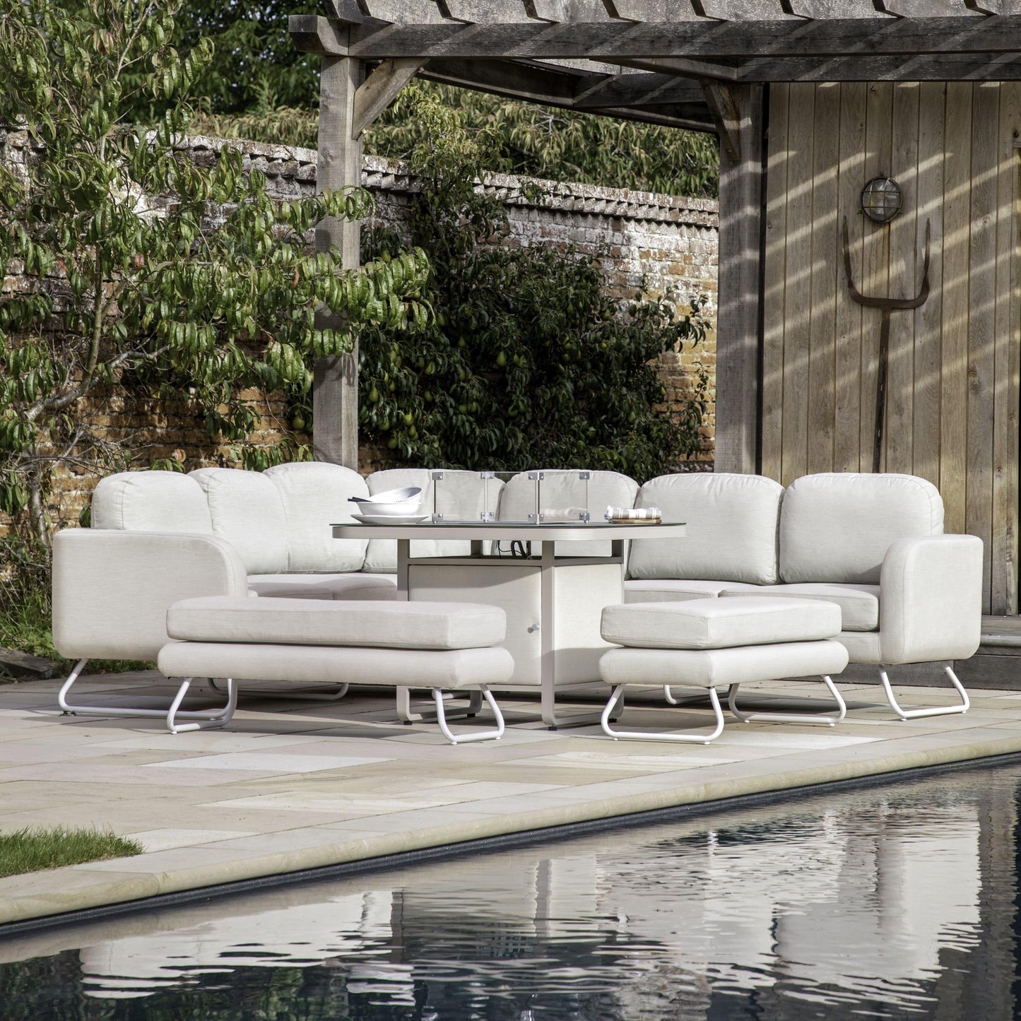 Ancona Dining Set with Fire Pit Table Gallery Direct Homebound