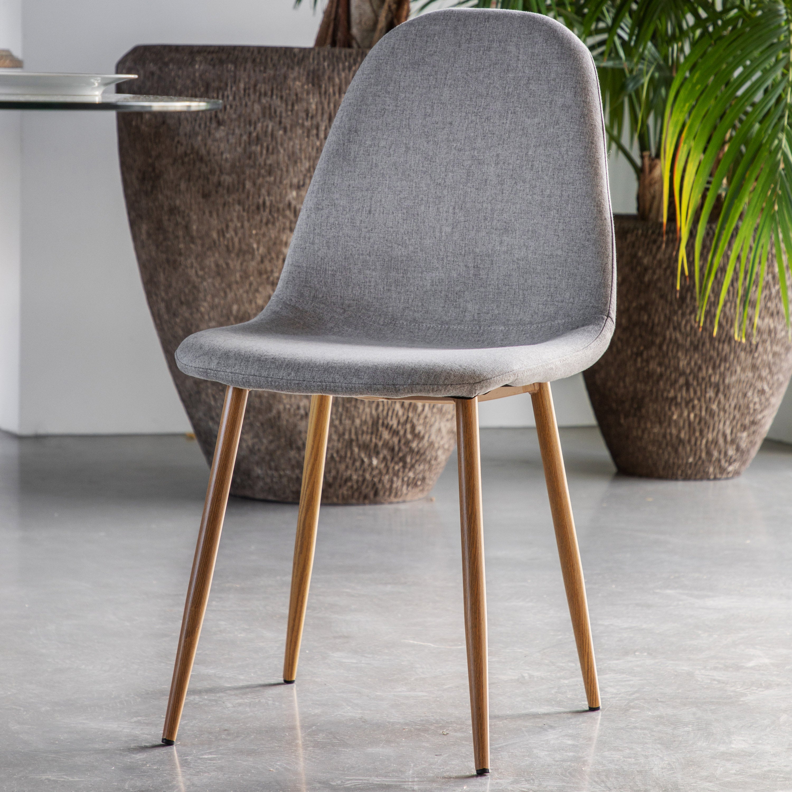 Cantilever Dining Chair Oak/Light Grey lifestyle