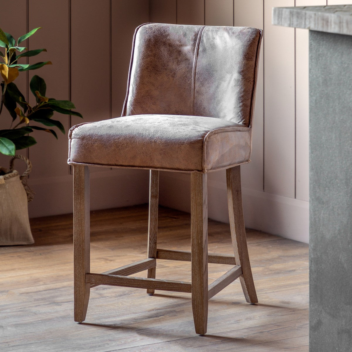 Viking Stool Brown Leather lifestyle