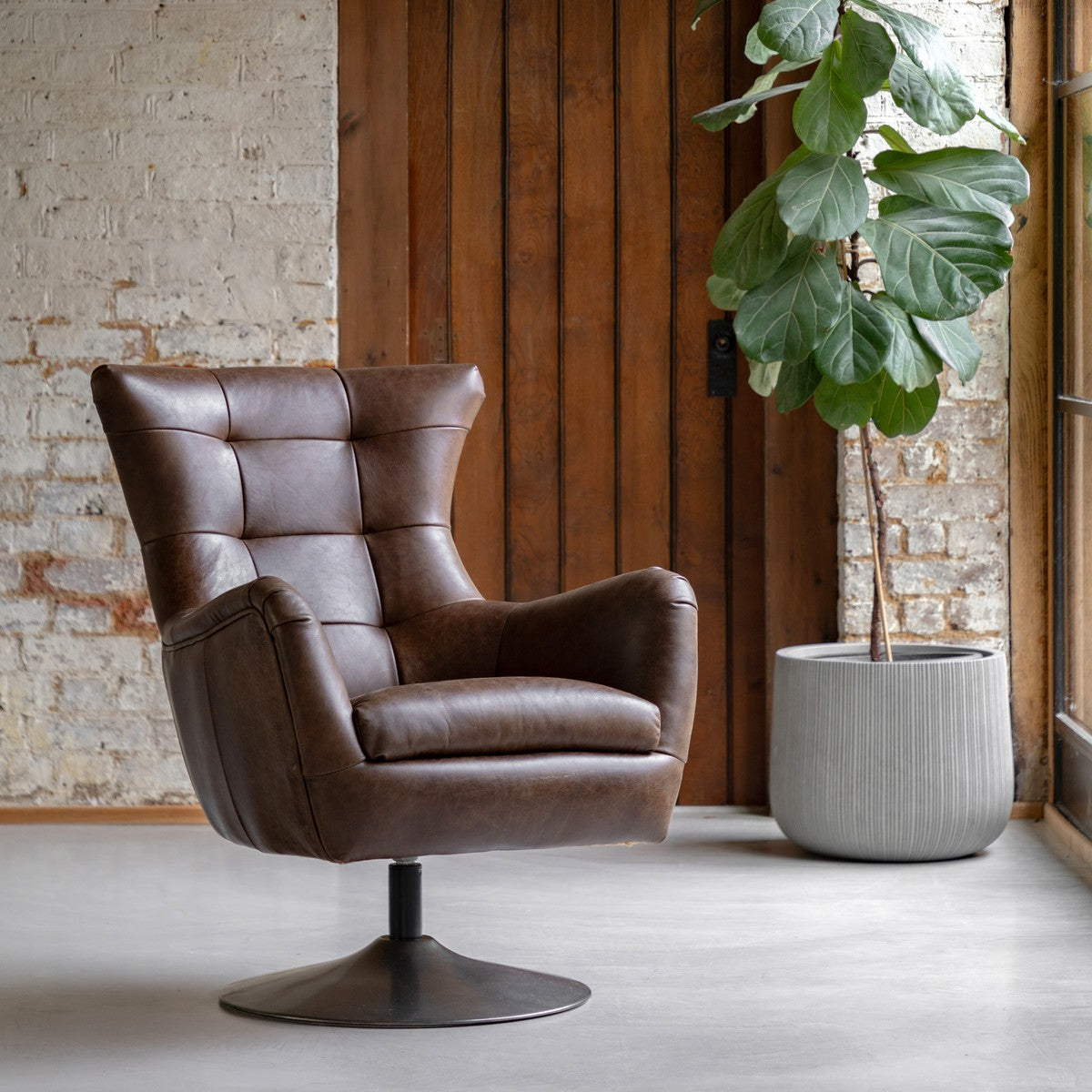 Exmoor Swivel Chair Brown lifestyle