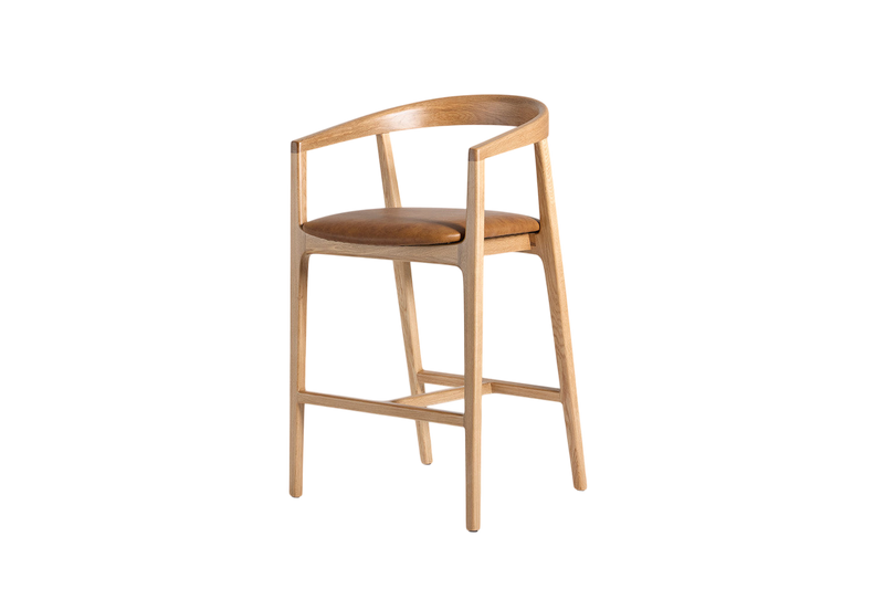 Cash Bar Stool — Real Leather Maple
