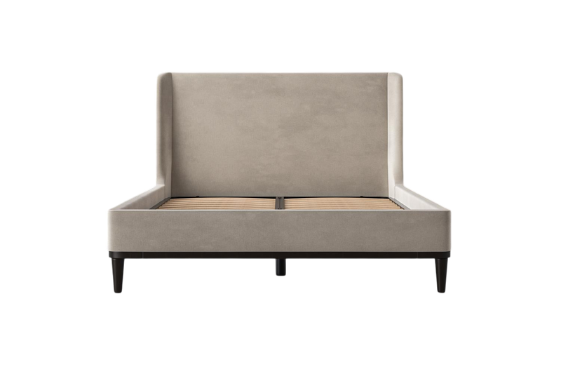 Ava Double Bed — Mottled Velvet Chalk