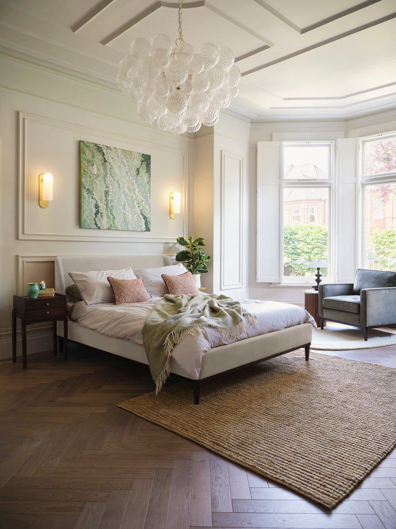Ava Double Bed Velvet Bone lifestyle
