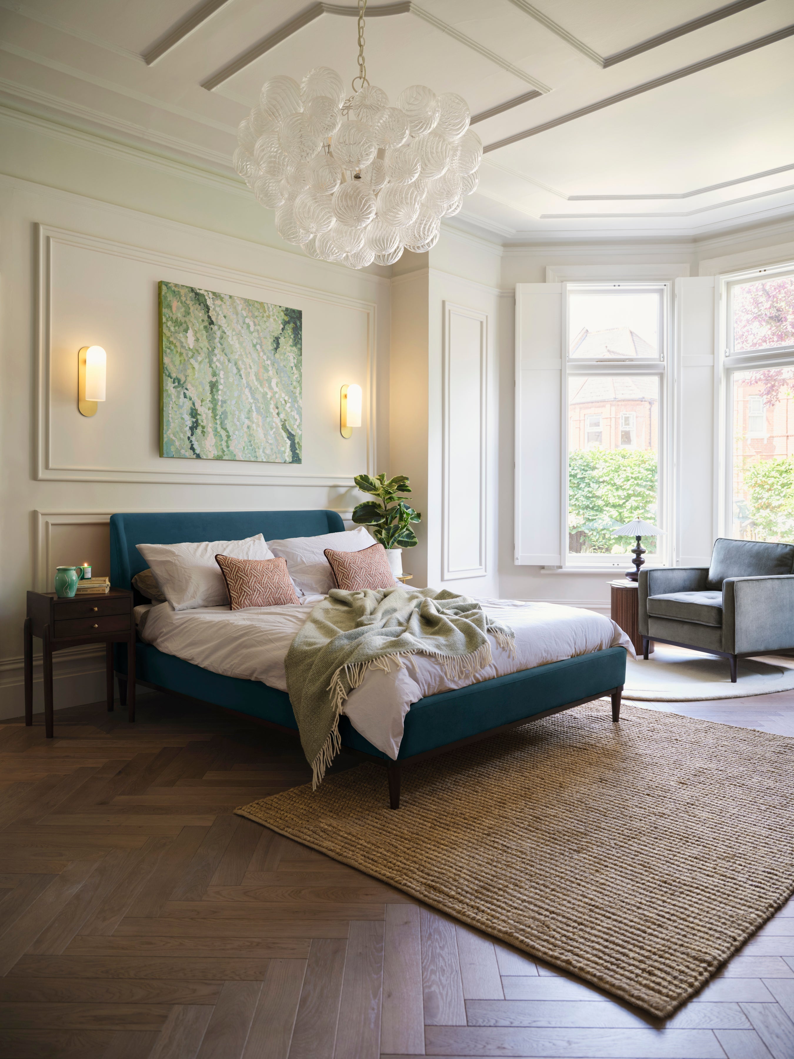 Ava Double Bed Velvet Teal lifestyle