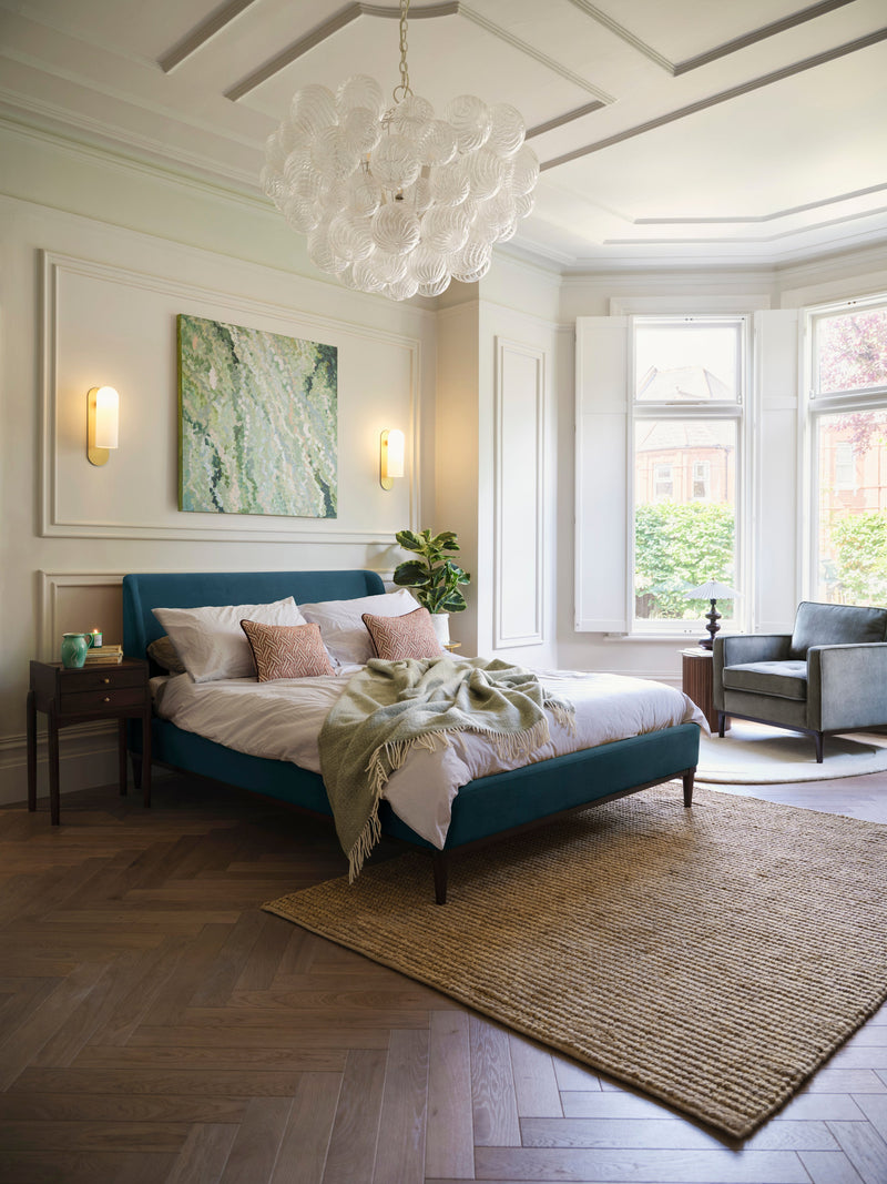 Ava Double Bed Velvet Teal lifestyle