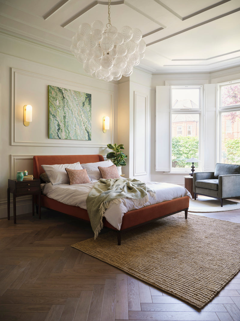 Ava Double Bed Velvet Umber lifestyle