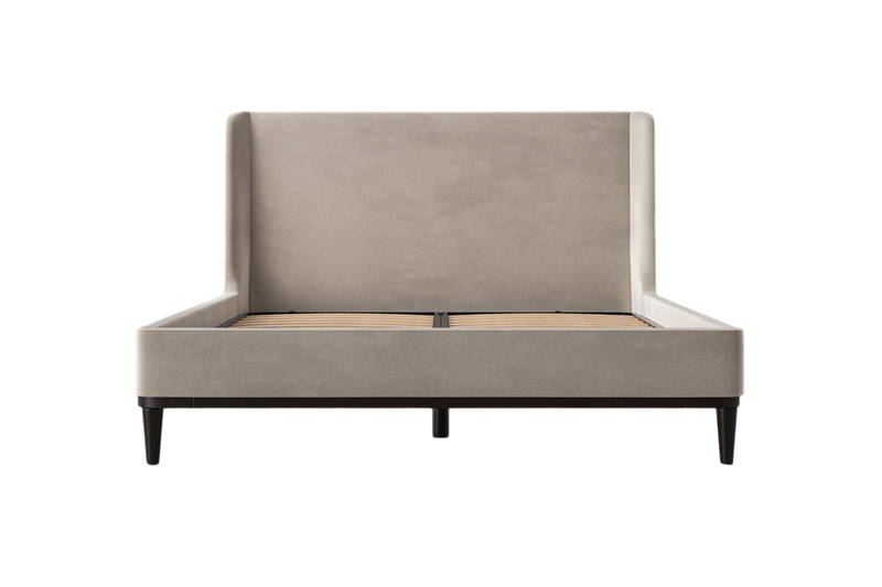 Ava King Bed — Mottled Velvet Chalk