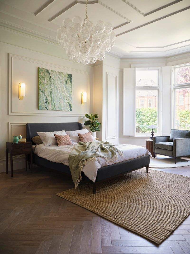 Ava King Bed Velvet Charcoal lifestyle