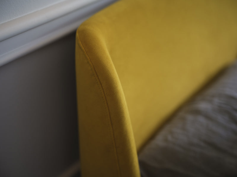 Ava King Bed Velvet Mustard lifestyle