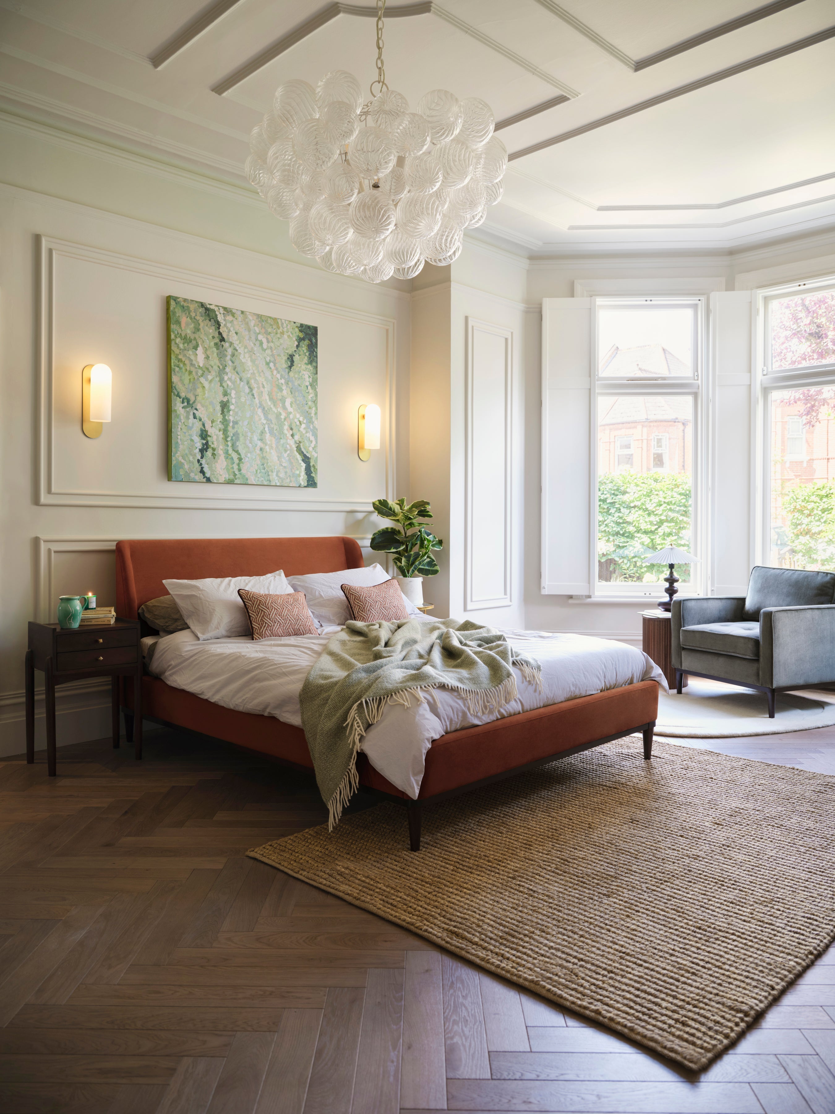 Ava King Bed Velvet Umber lifestyle