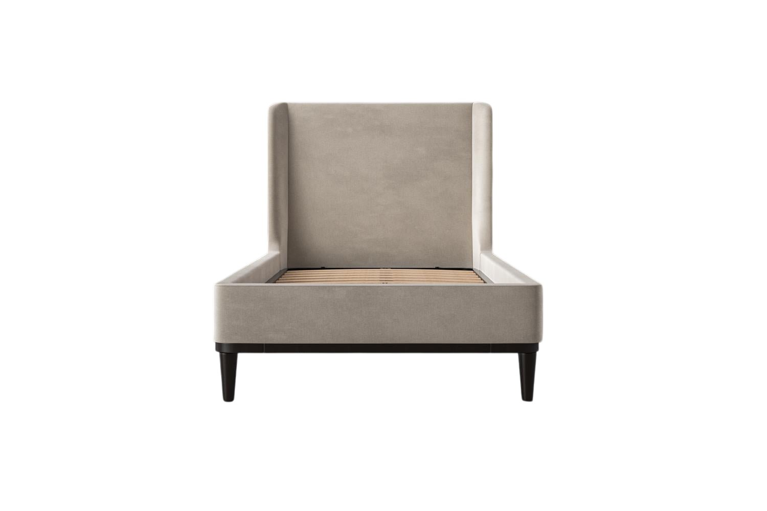 Ava Single Bed — Mottled Velvet Chalk