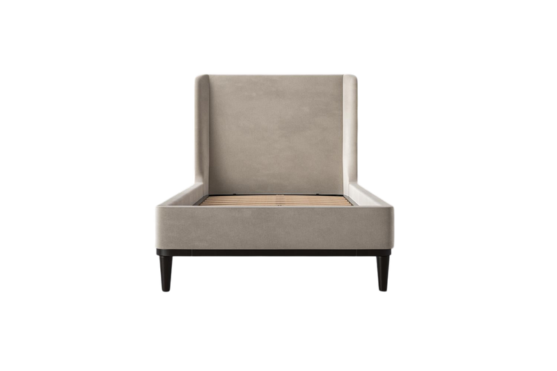 Ava Single Bed — Mottled Velvet Chalk