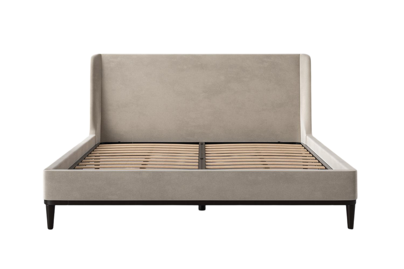 Ava Super King Bed — Mottled Velvet Chalk