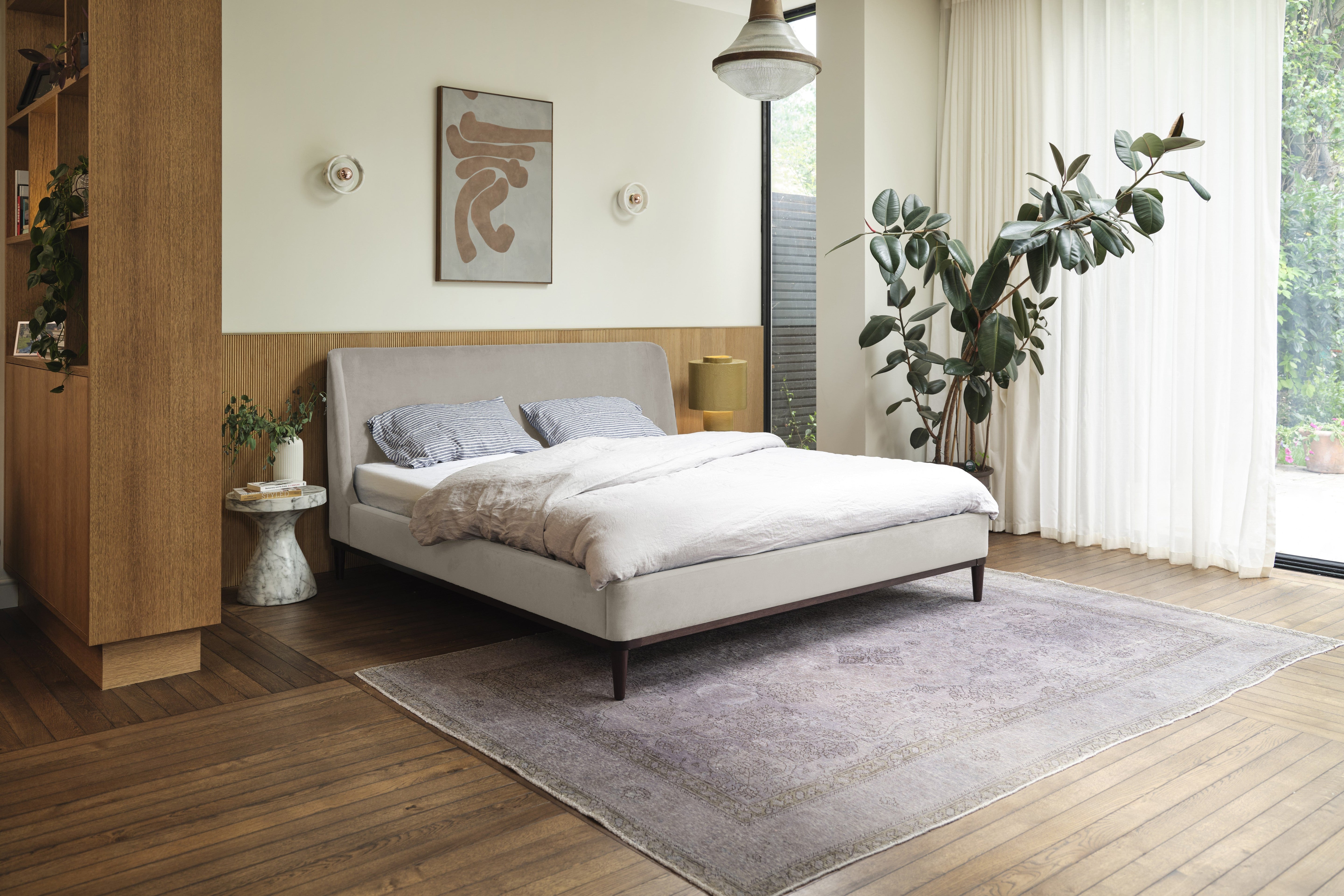 Ava Super King Bed Velvet Bone lifestyle
